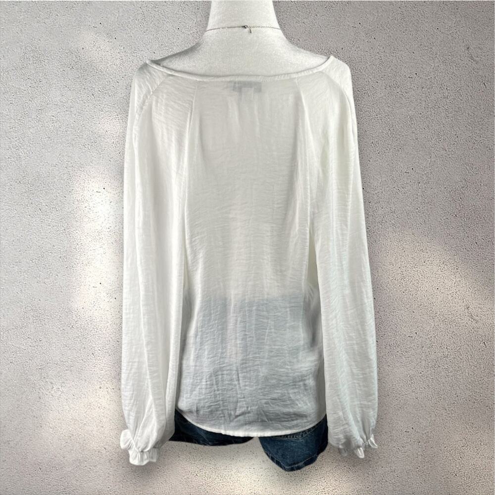 Anthropologie Calligraphie White Gold Beaded Peasant Blouse Women’s S Boho Chic - Picture 2 of 11